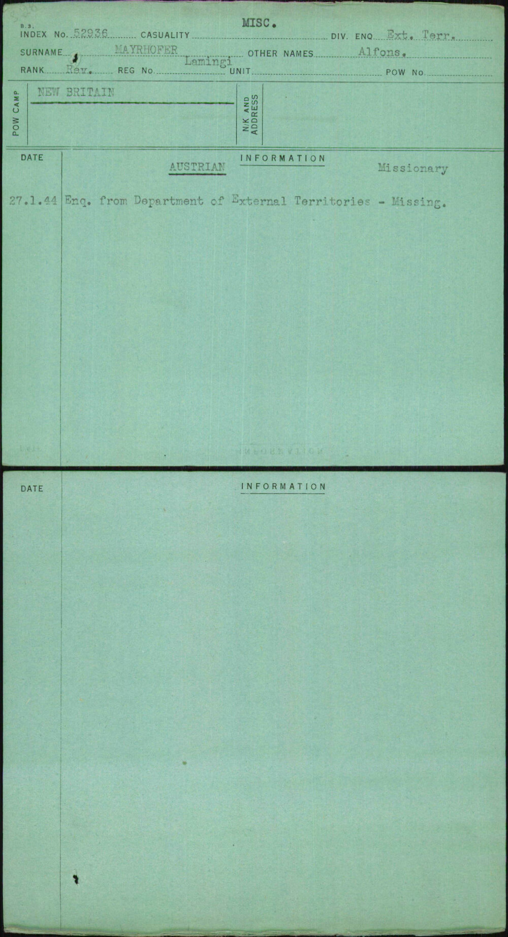 Mayrhofer, Alfons, Lamingi