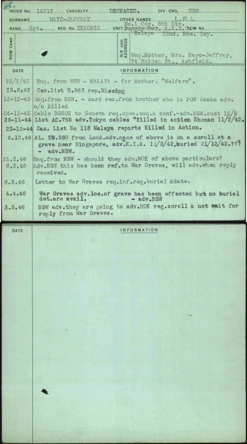 Mayo-Jaffray, L R L, NX50832