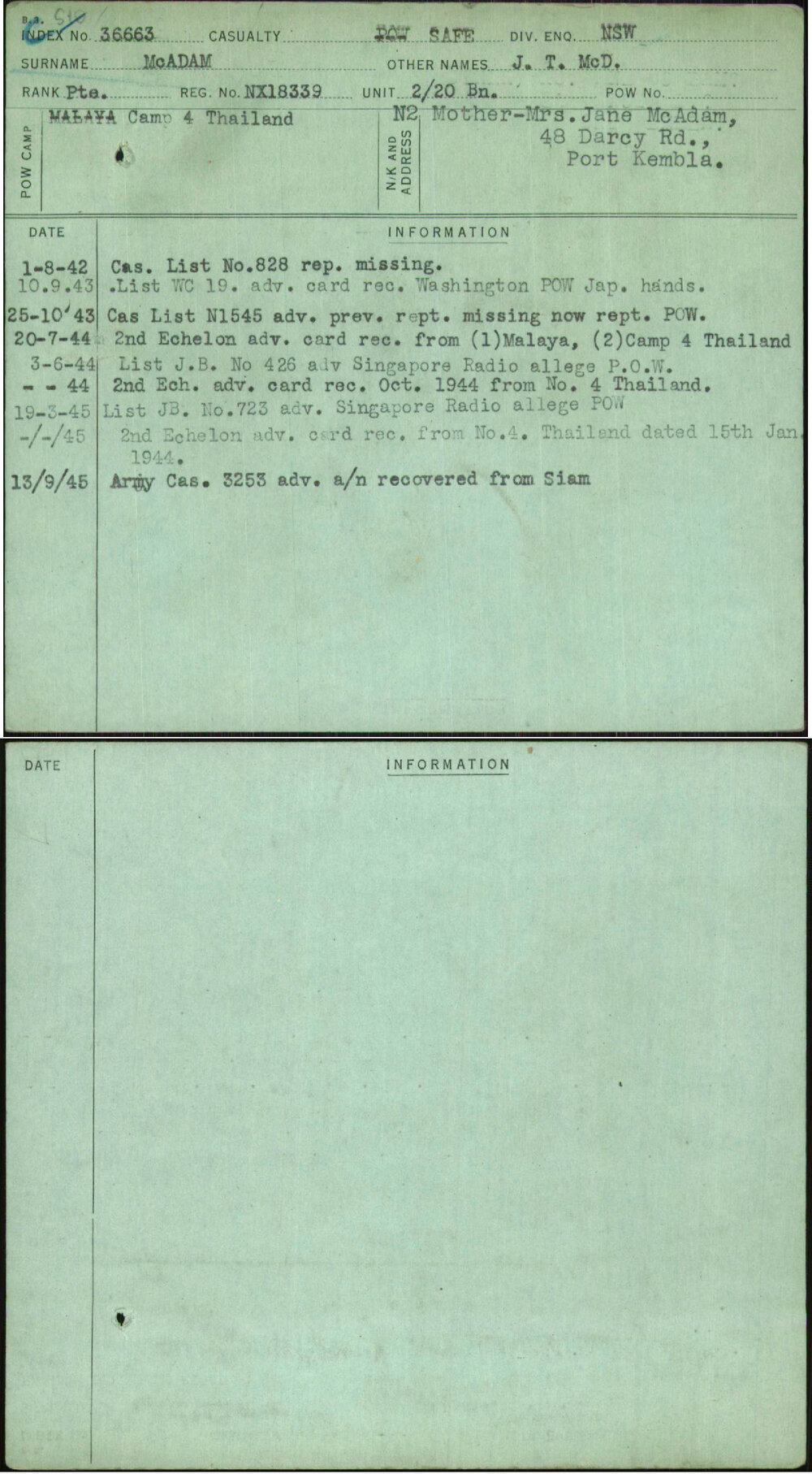Mcadam, J T Mcd, NX18339