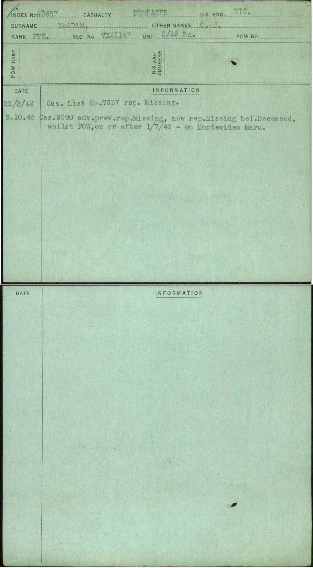 Mcadam, C J, VX23147