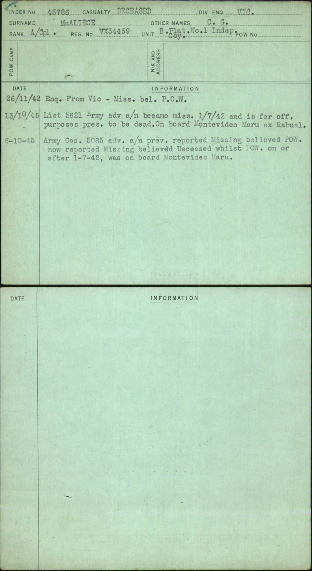 Mcaliece, C G, VX34459