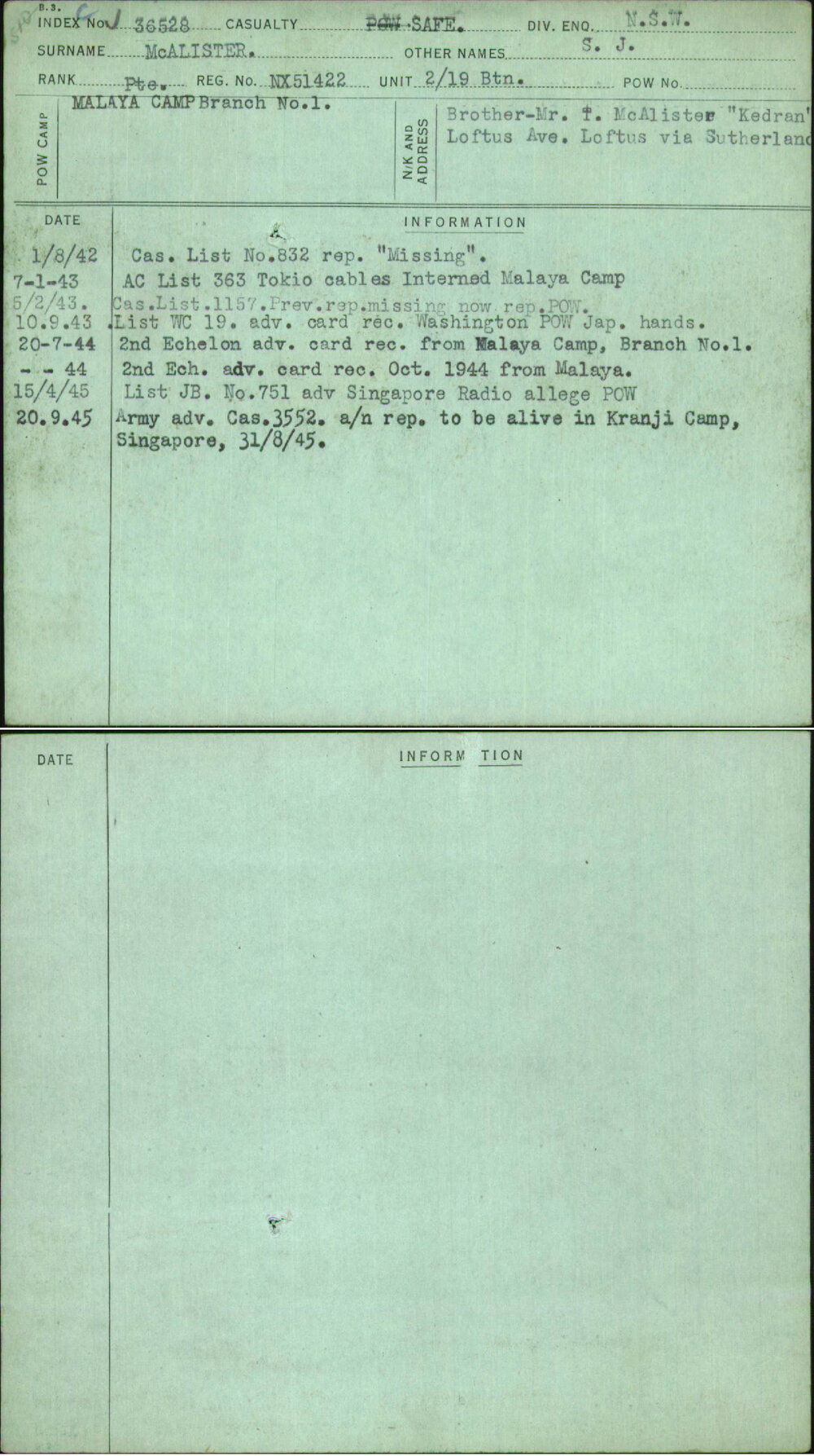Mcalister, S J, NX51422