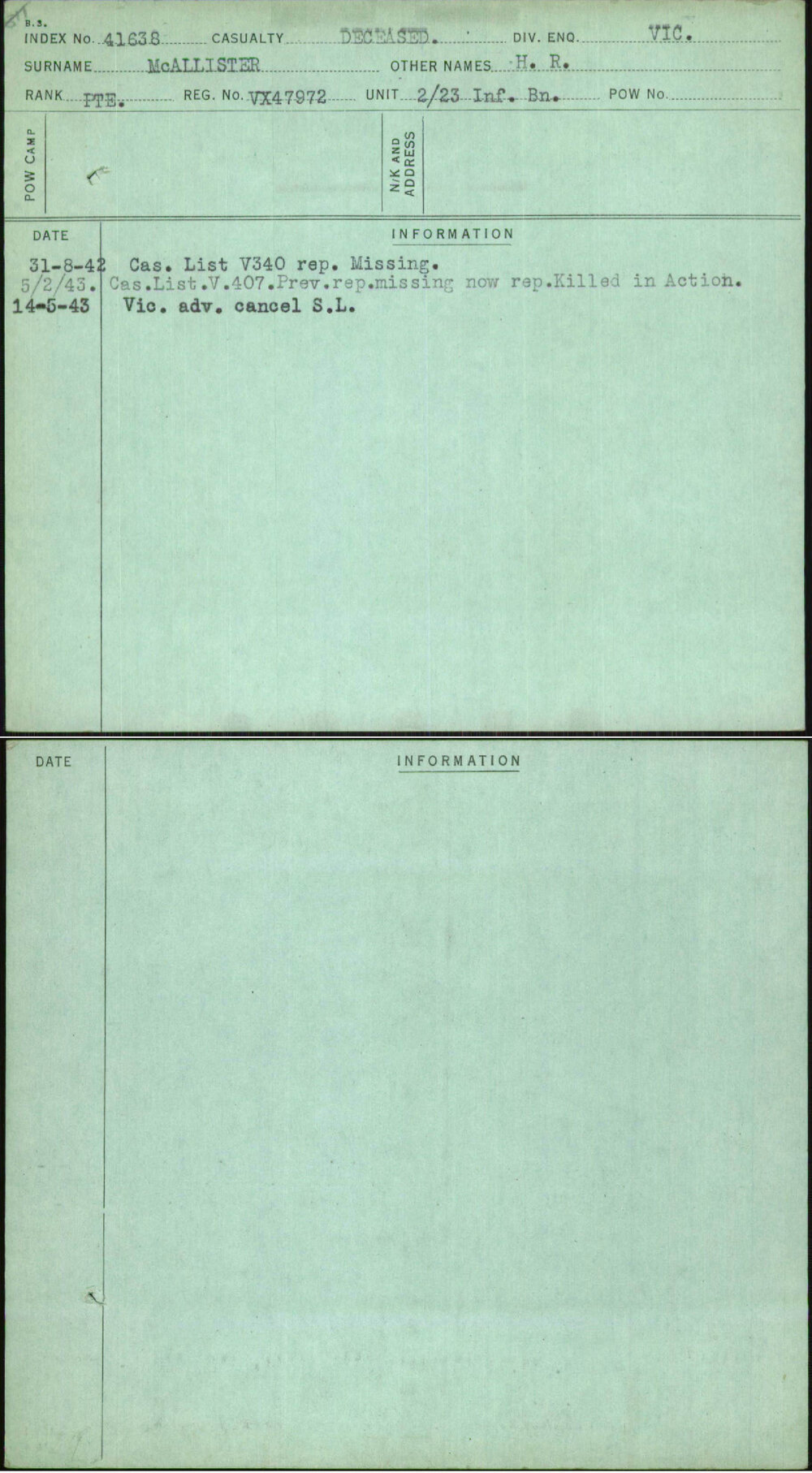 Mcallister, H R, VX47972