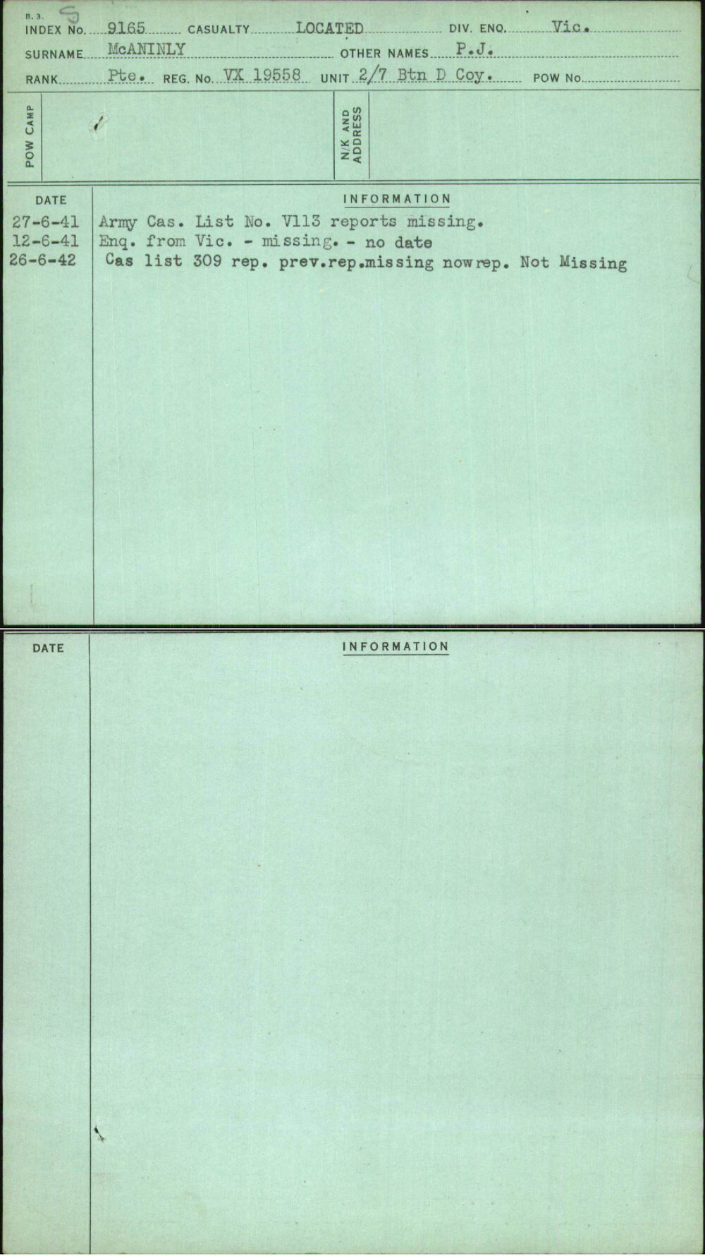 Mcaninly, P J, VX19558