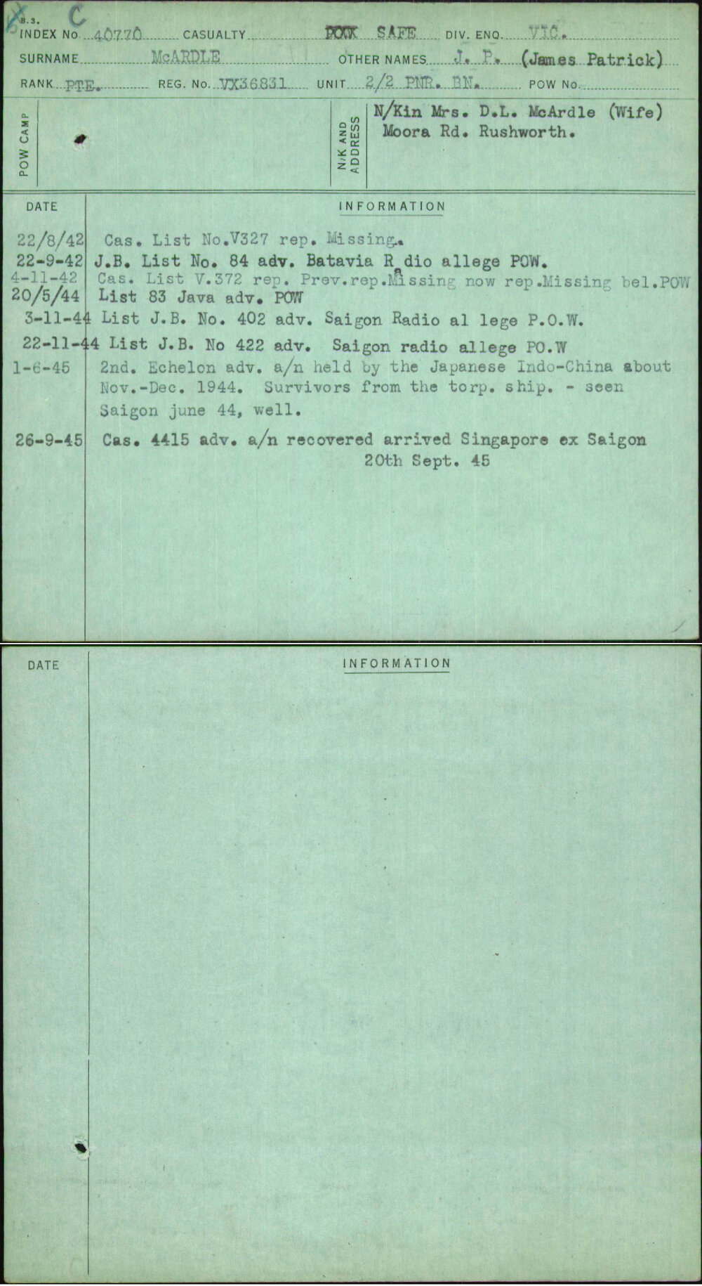 Mcardle, J P (James Patrick), VX36831