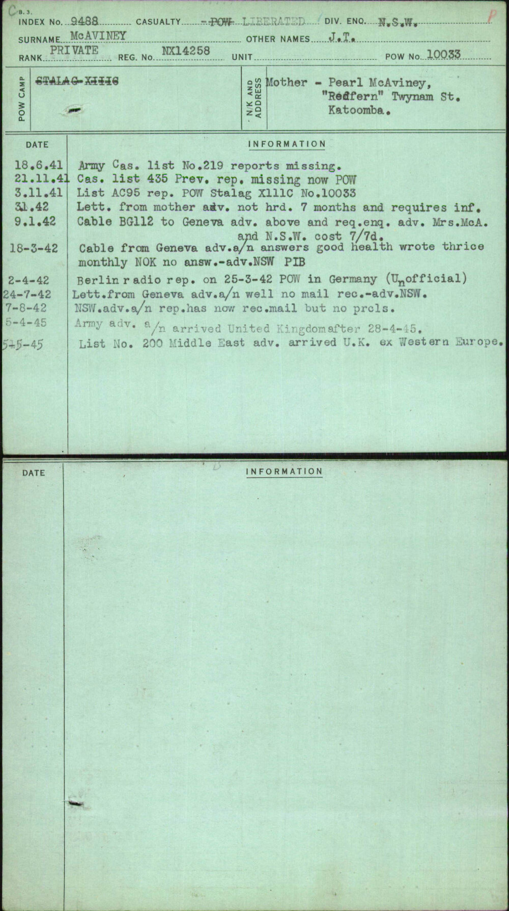 Mcaviney, J T, NX14258