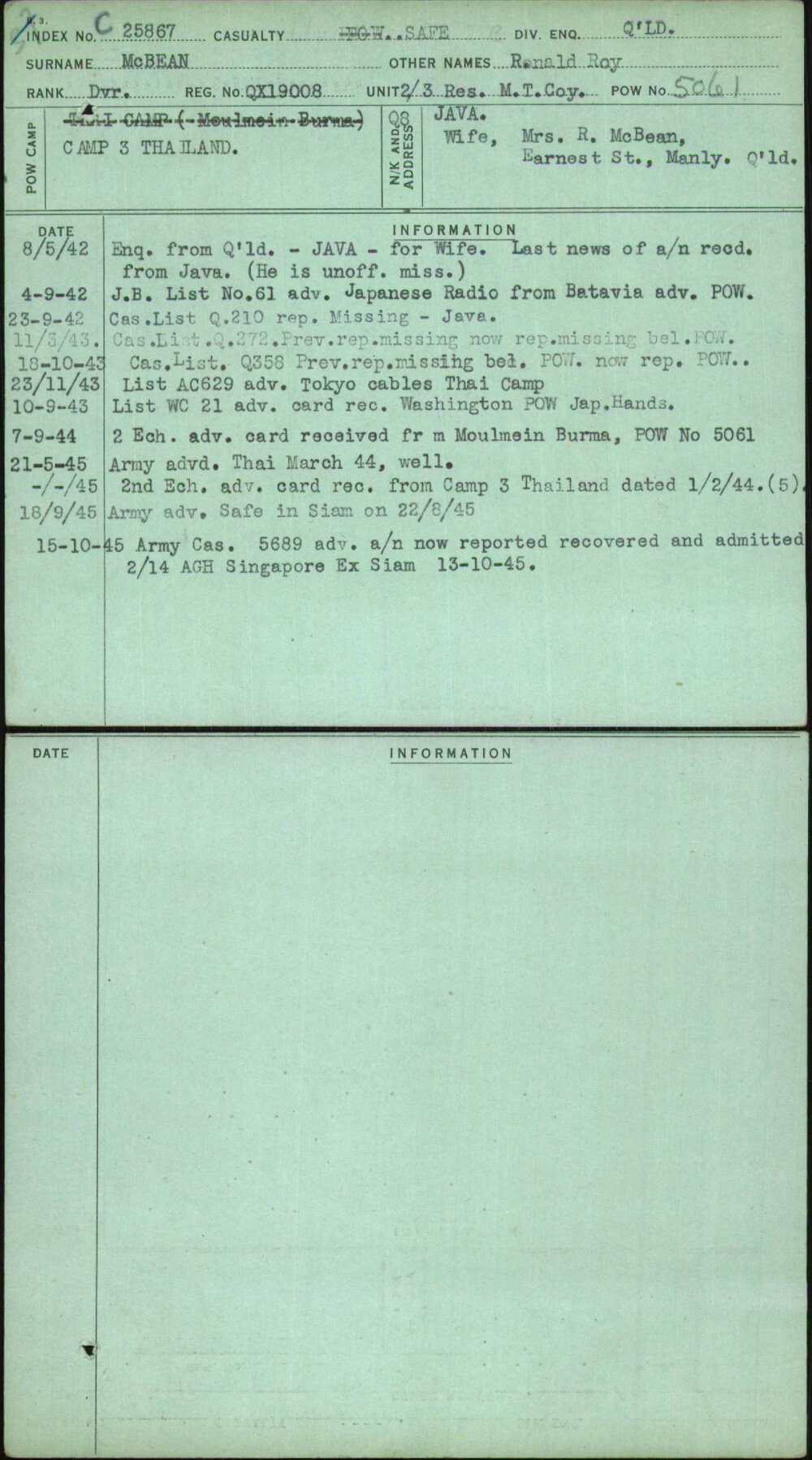 Mcbean, Ronald Roy, QX19008