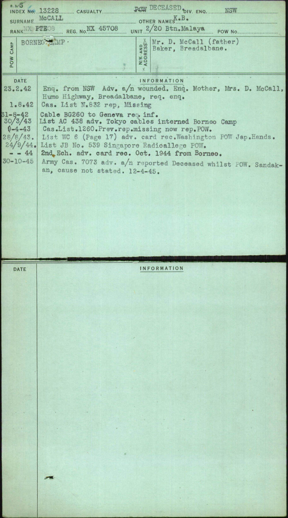 Mccall, K B, NX45708