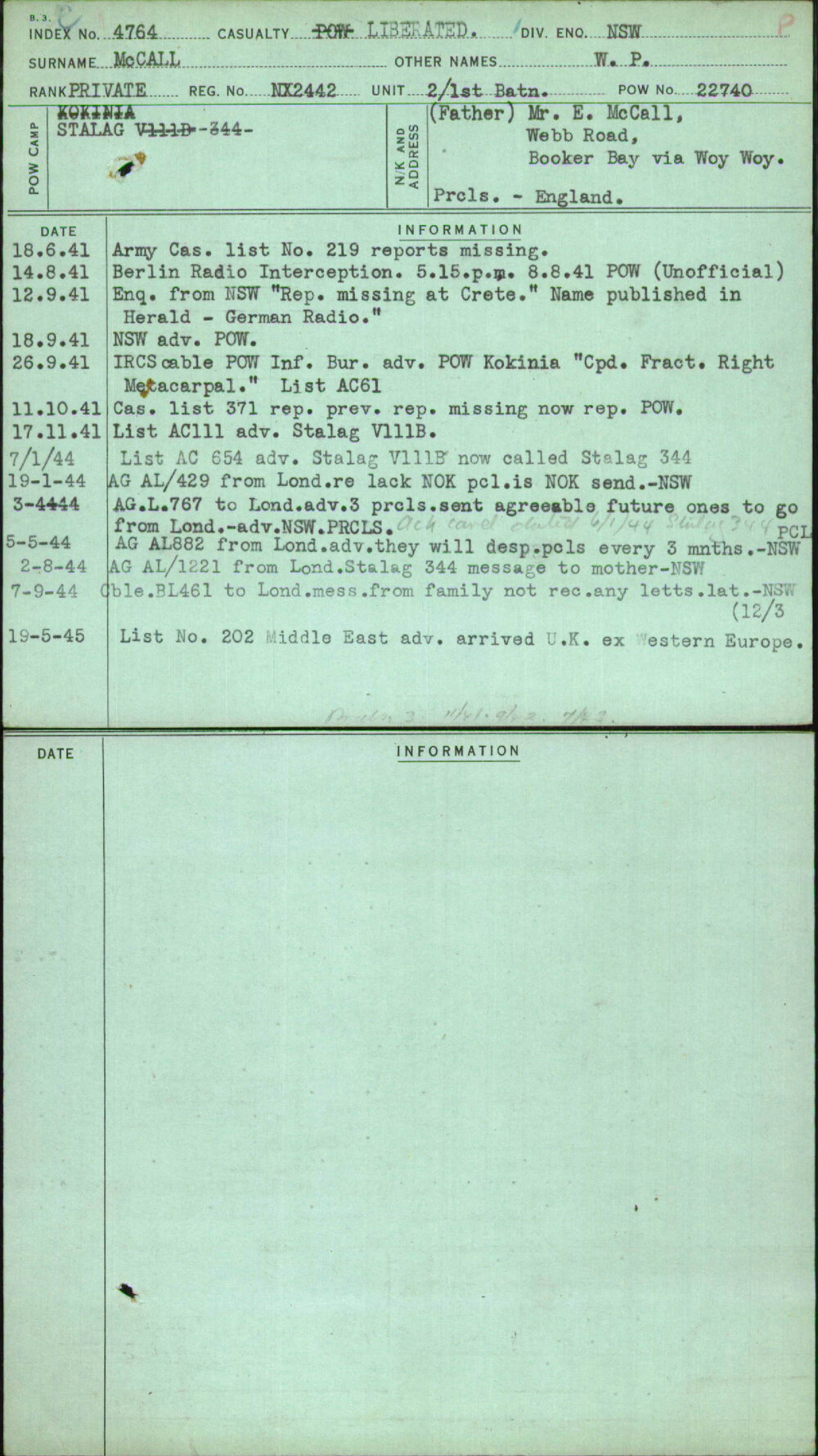 Mccall, W P, NX2442