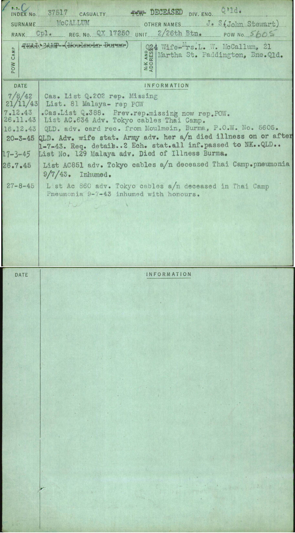Mccallum, J S (John Stewart), QX17250