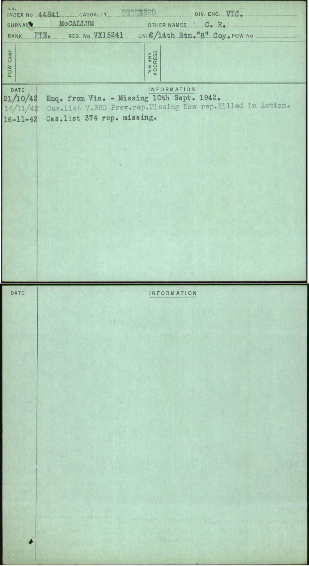 Mccallum, C R, VX15241