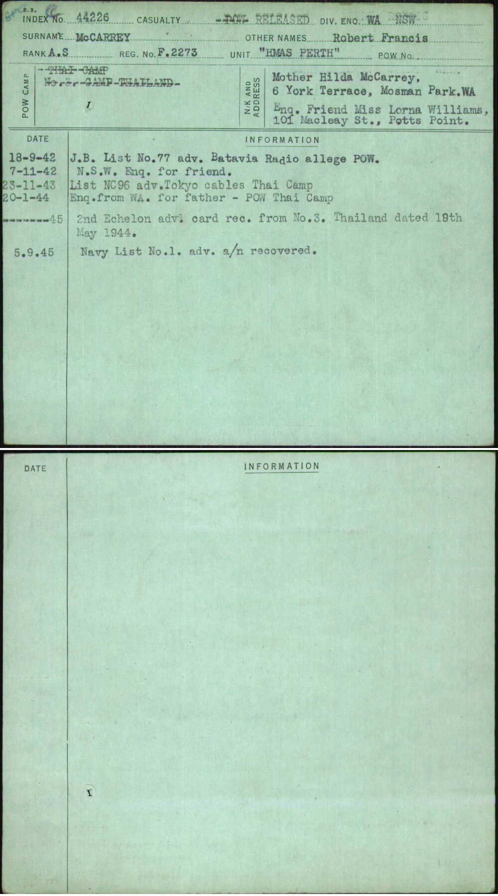 Mccarrey, Robert Francis, F2273