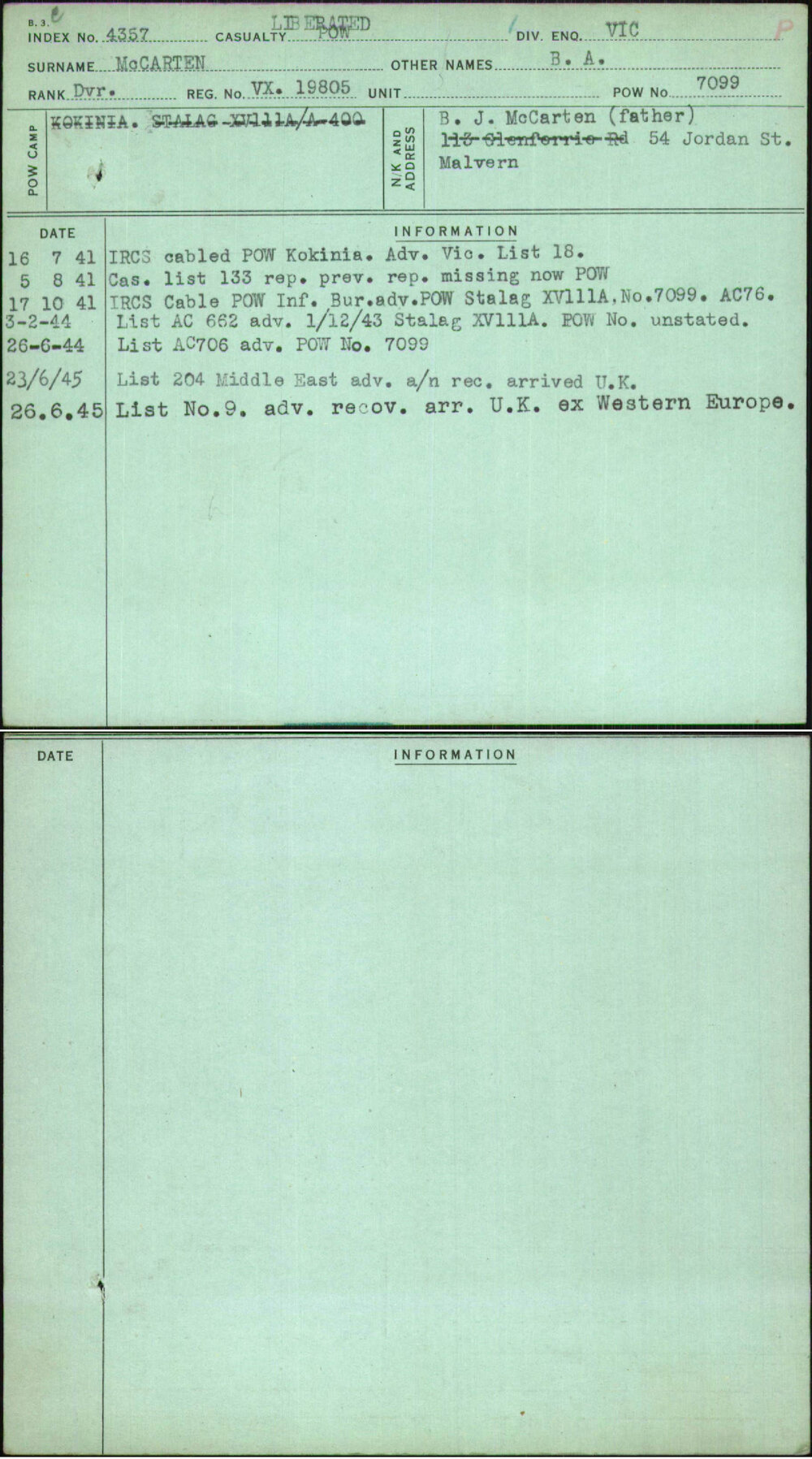 Mccarten, B A, VX19805