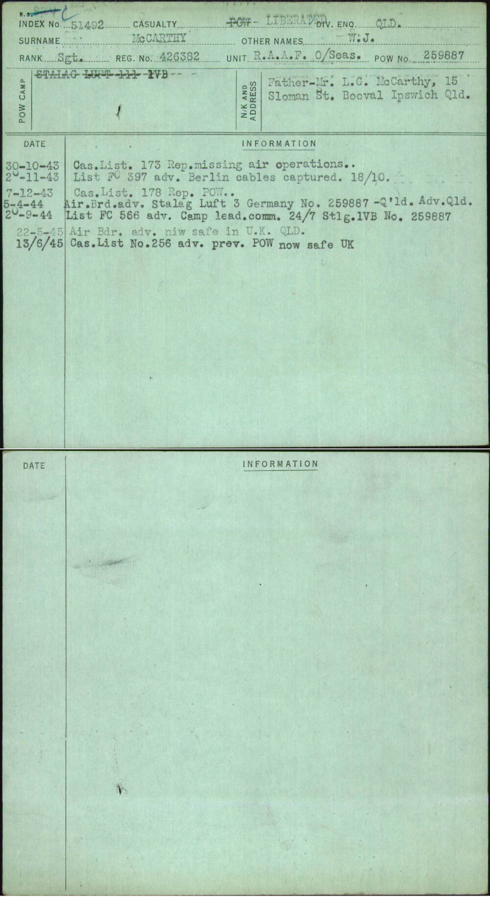 Mccarthy, W J, 426382