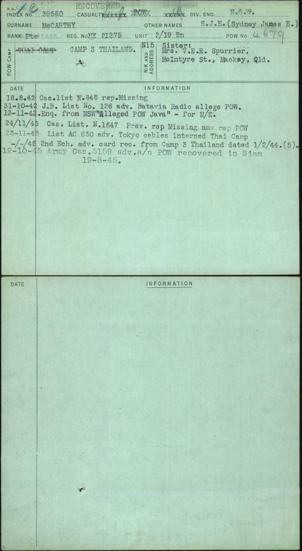 Mccarthy, S J E (Sydney James E), NX21275