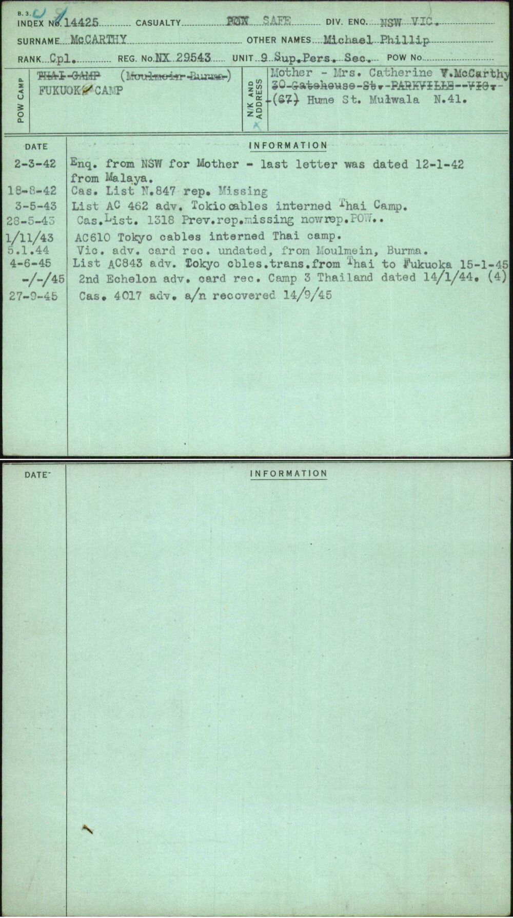 Mccarthy, Michael Phillip, NX29543