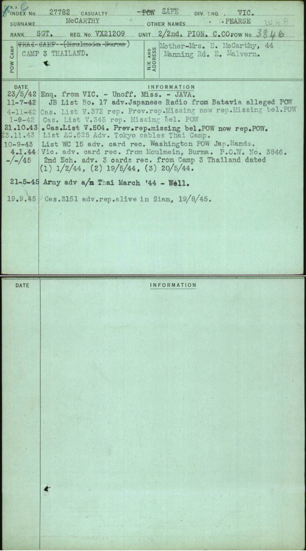 Mccarthy, Pearse, VX21209