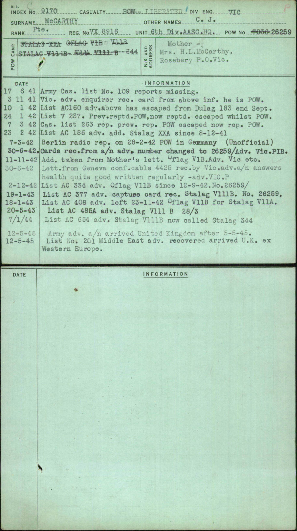Mccarthy, C J, VX8916