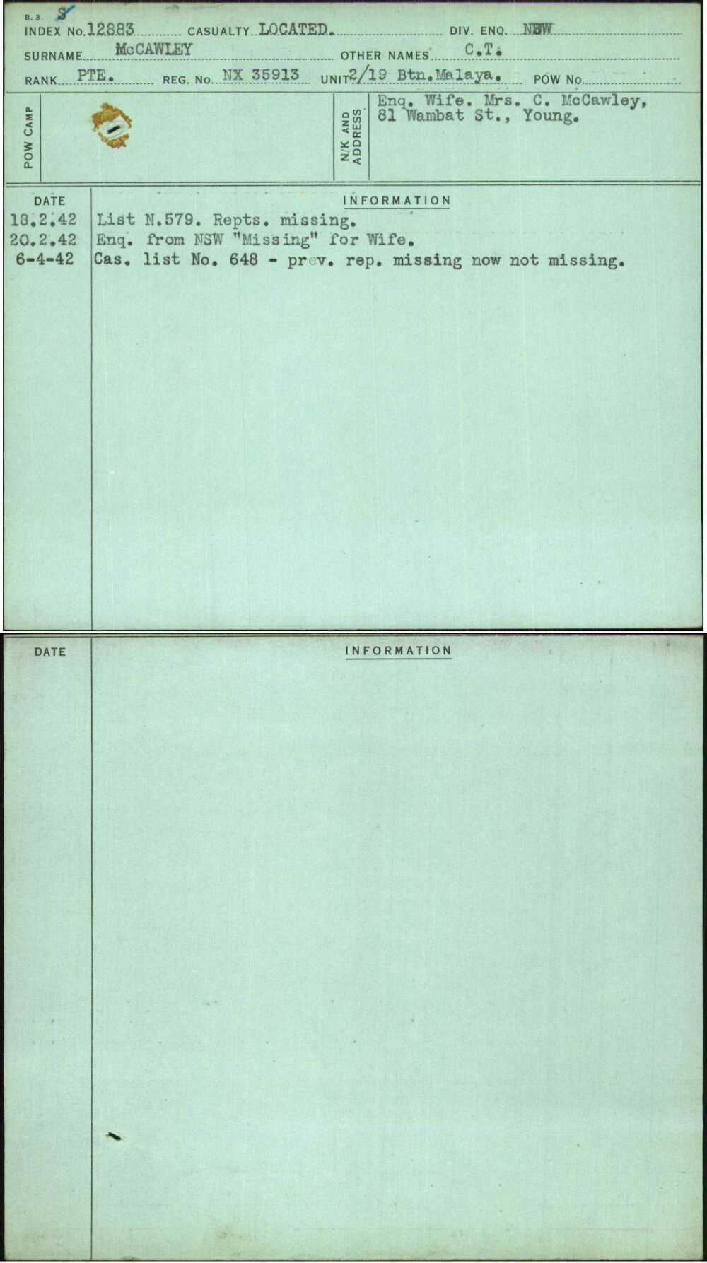 Mccawley, C T, NX35913