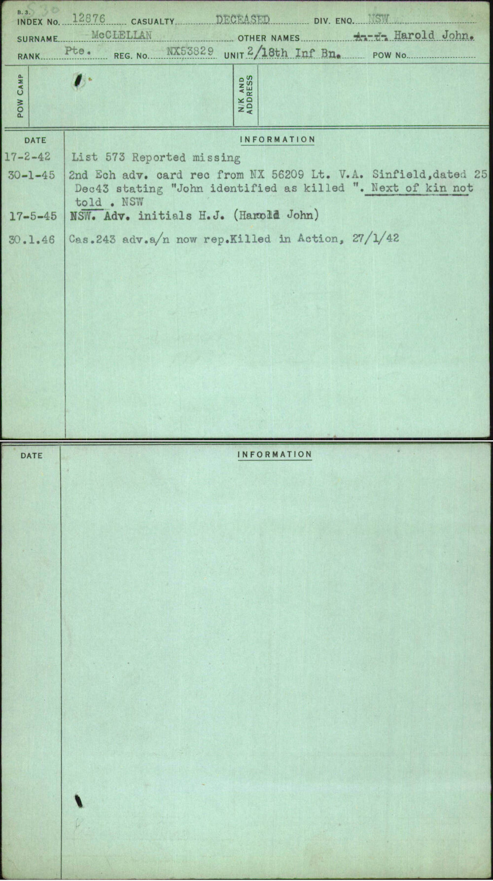 Mcclellan, Harold John, NX53829