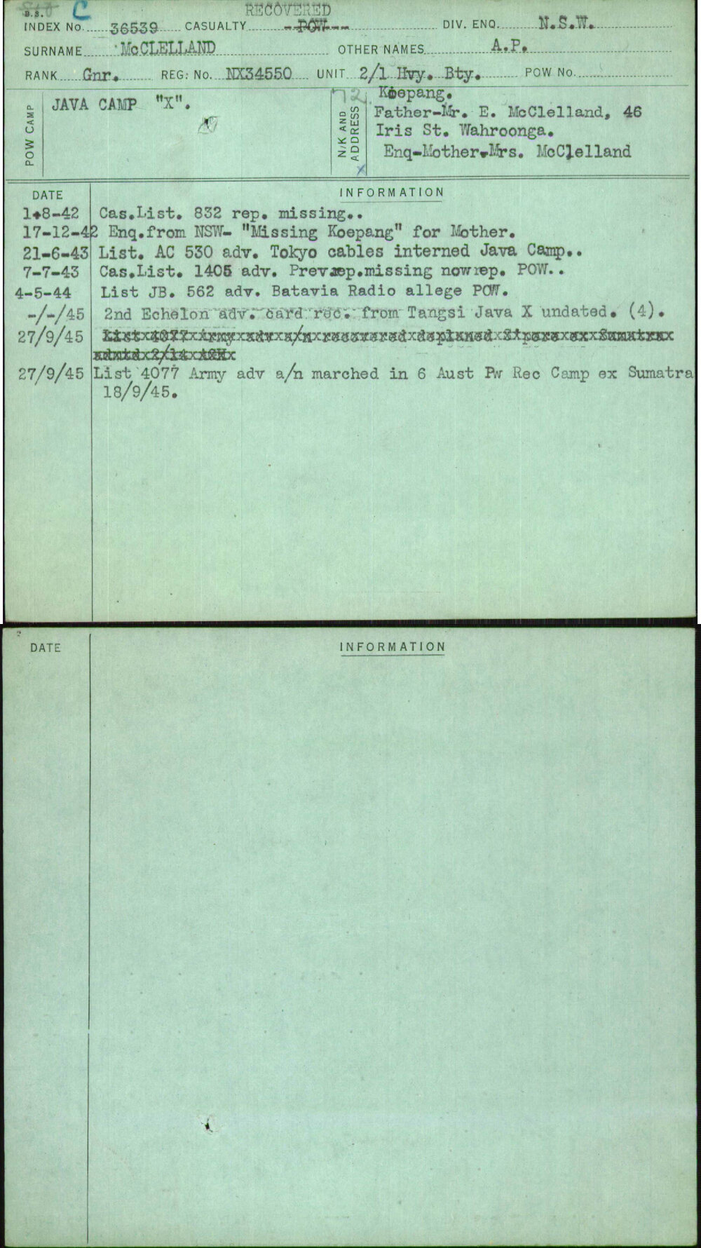 Mcclelland, A P, NX34550