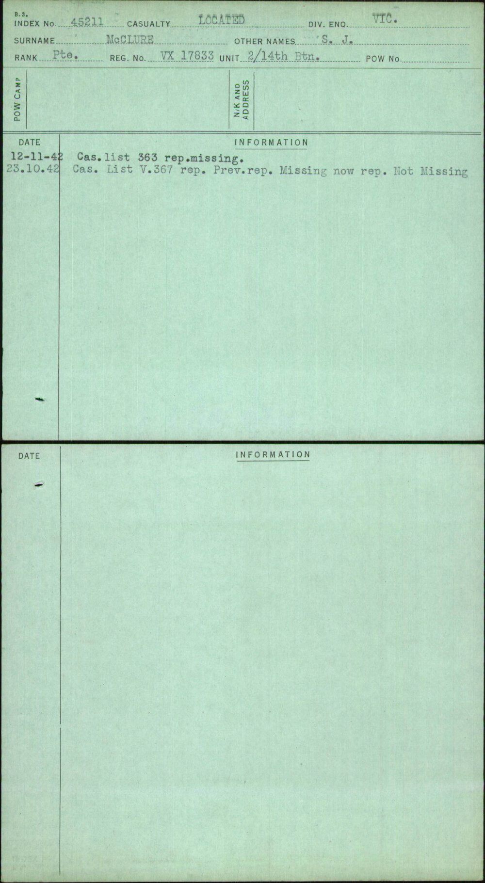 Mcclure, S J, VX17833