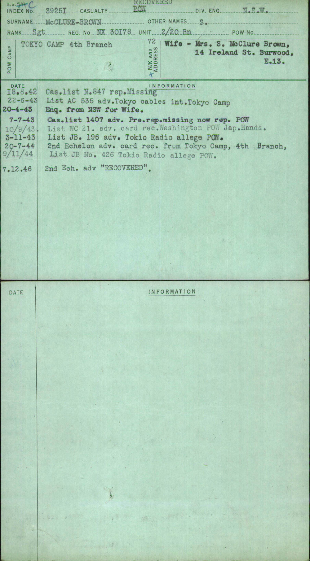 Mcclure-Brown, S, NX30178