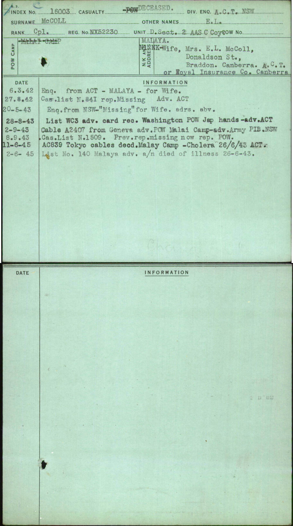 Mccoll, E L, NX52230