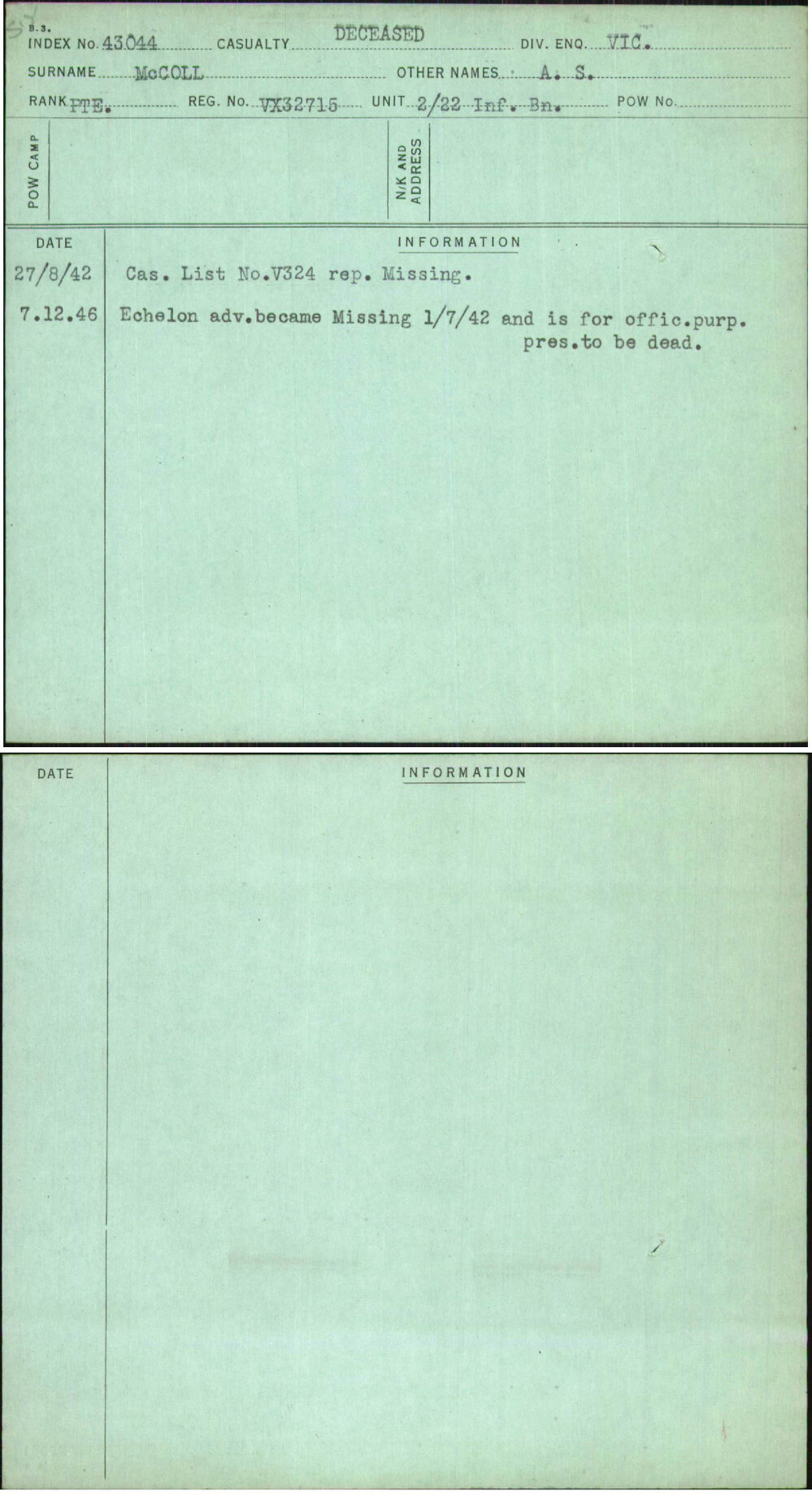 Mccoll, A S, VX32715