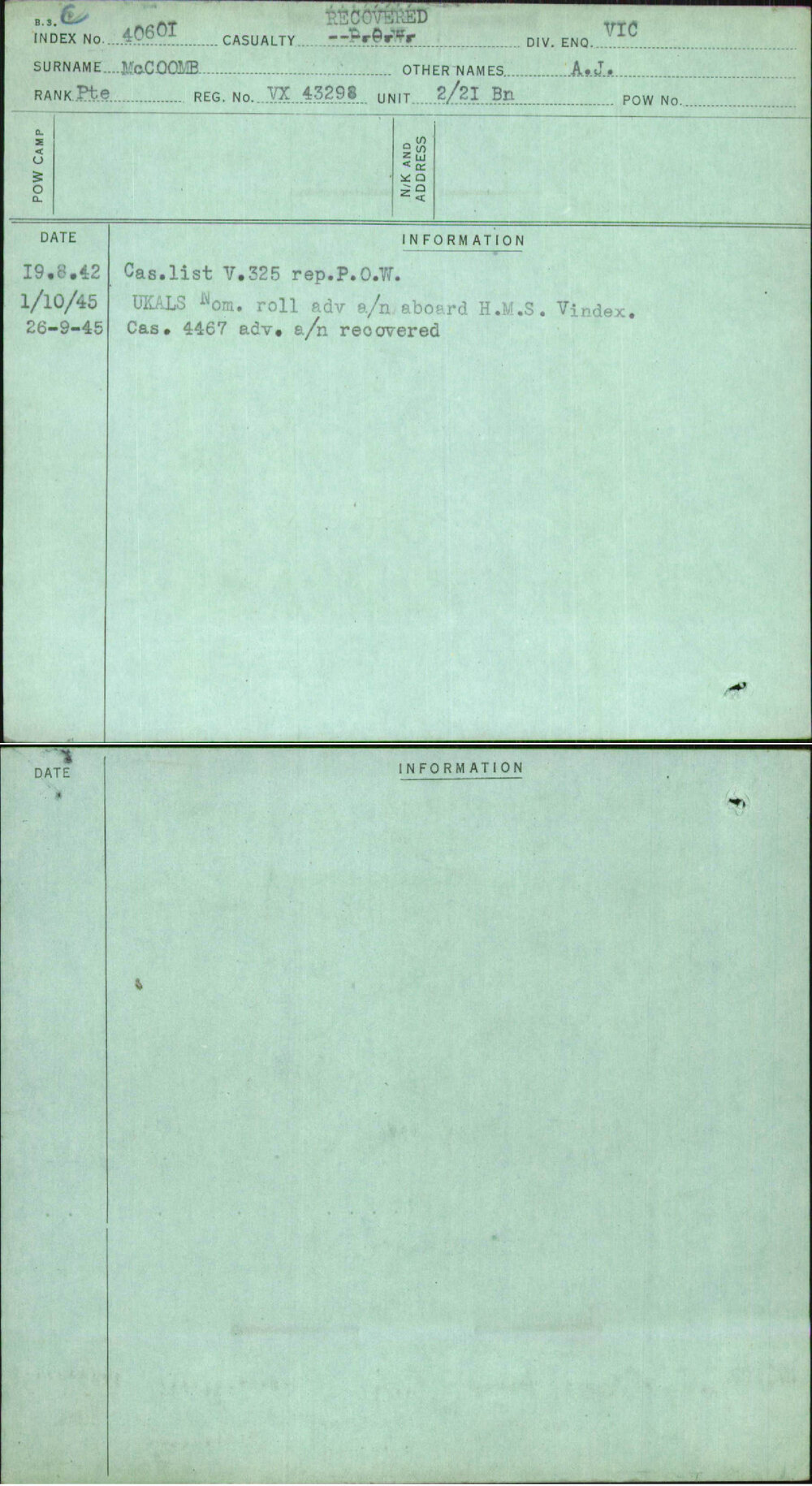 Mccoomb, A J, VX43298