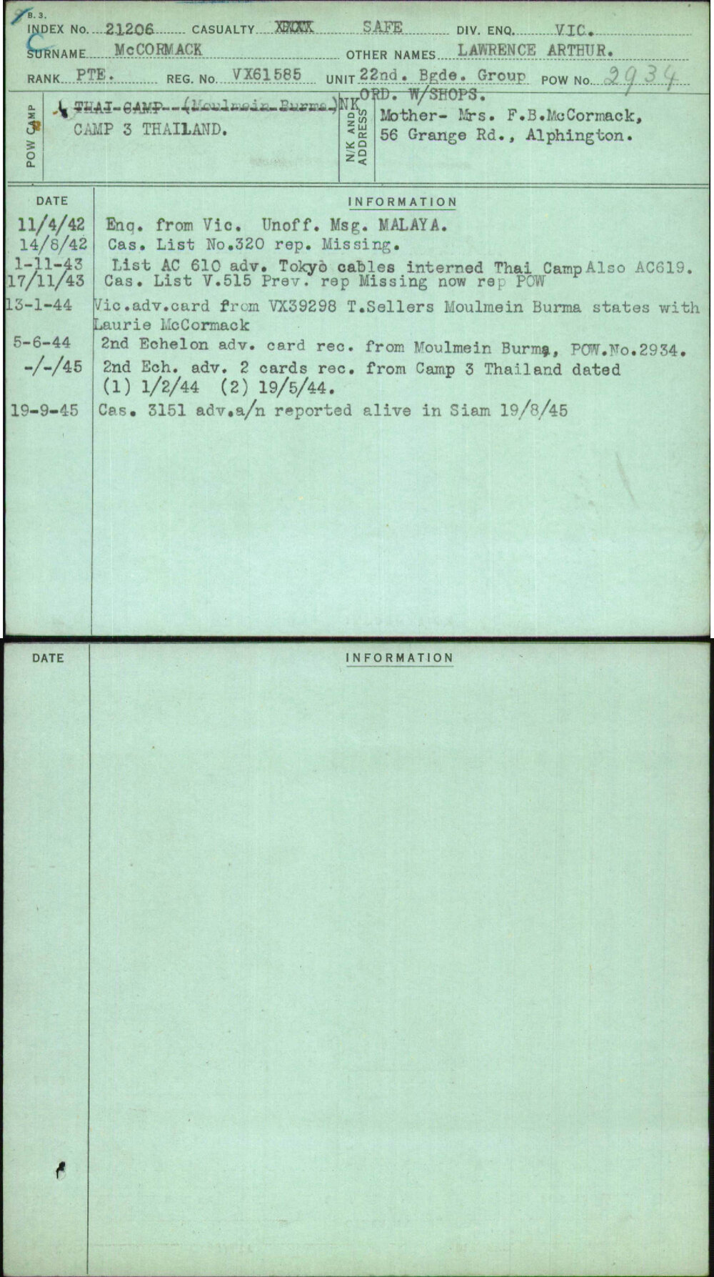 Mccormack, Lawrence Arthur, VX61585