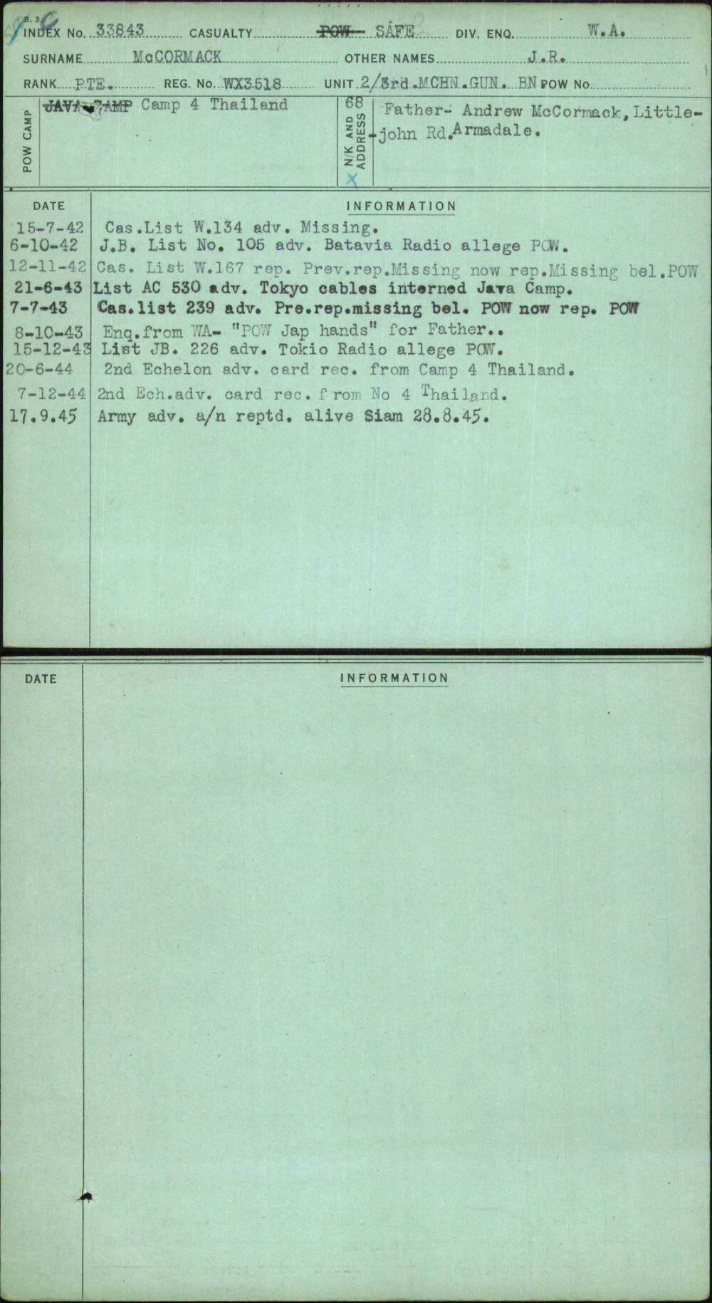 Mccormack, J R, WX3518