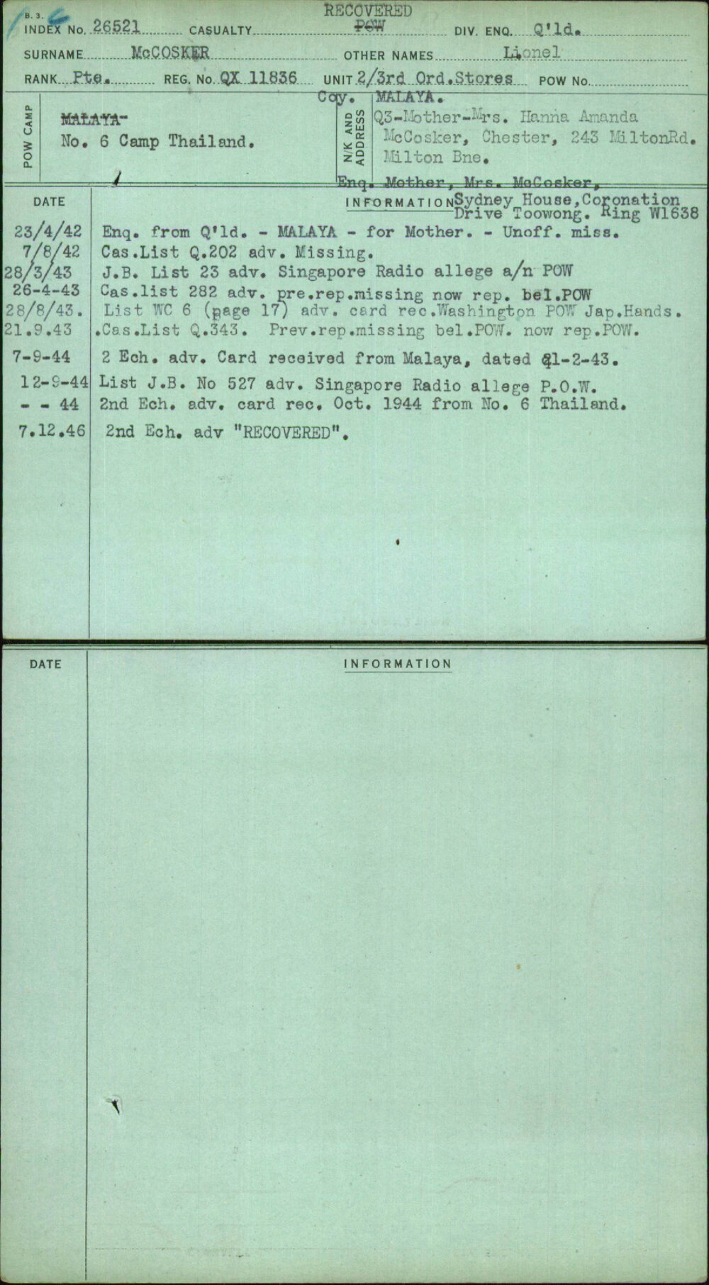 Mccosker, Lionel, QX11836