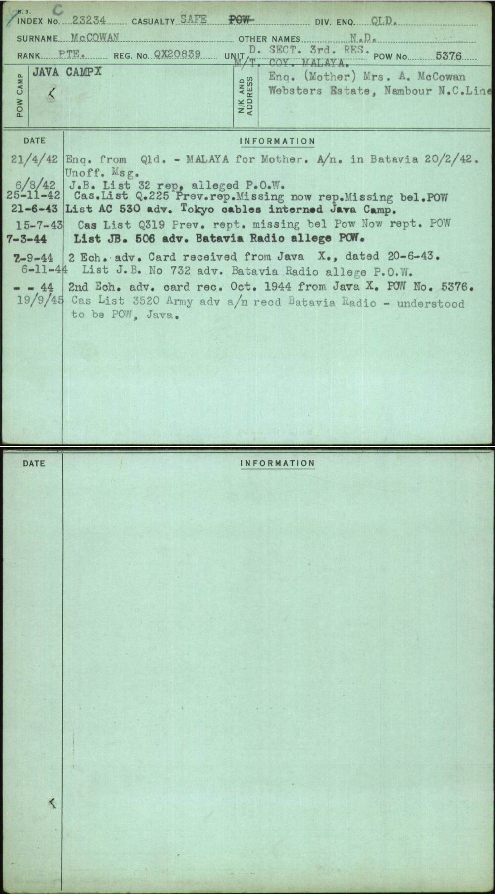 Mccowan, N D, QX20839