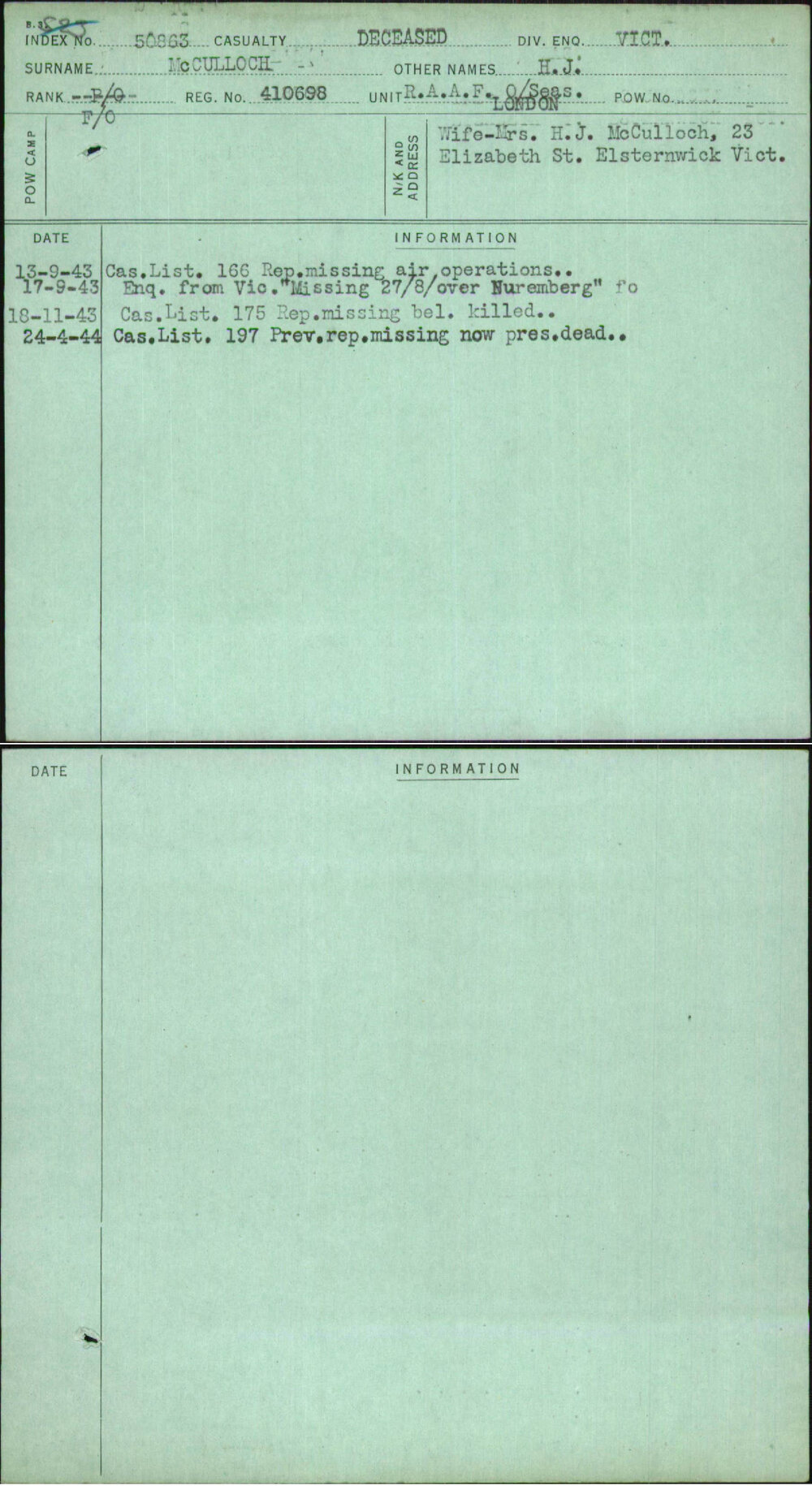 Mcculloch, H J, 410698