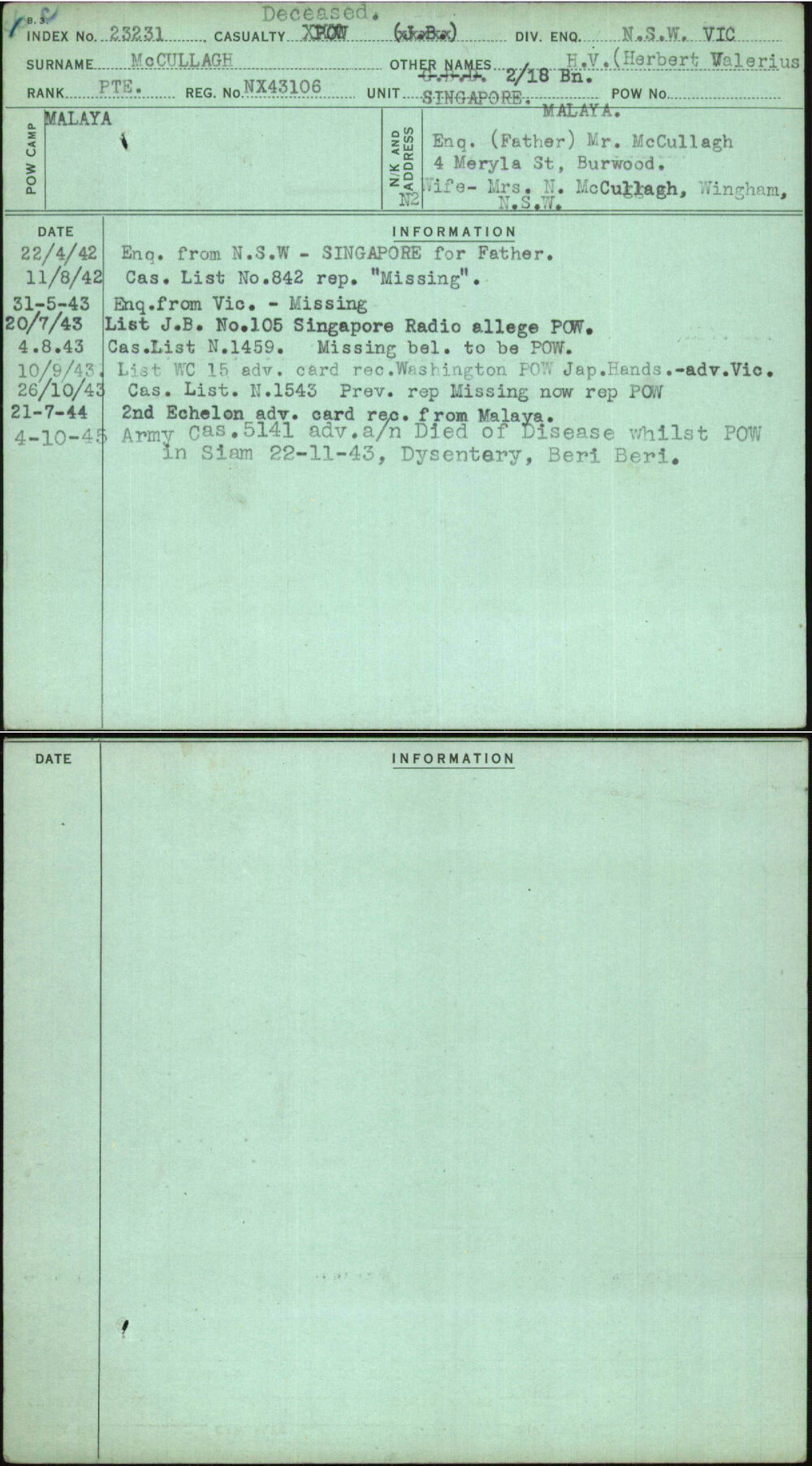 Mccullagh, H V (Herbert Valerius), NX43106