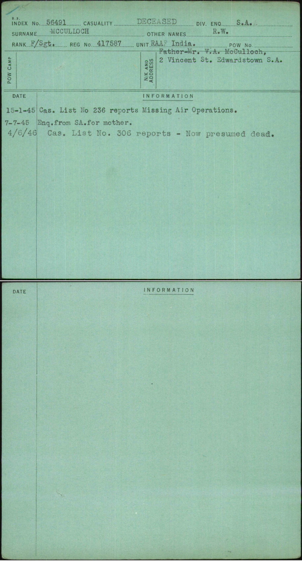 Mcculloch, R W, 417587