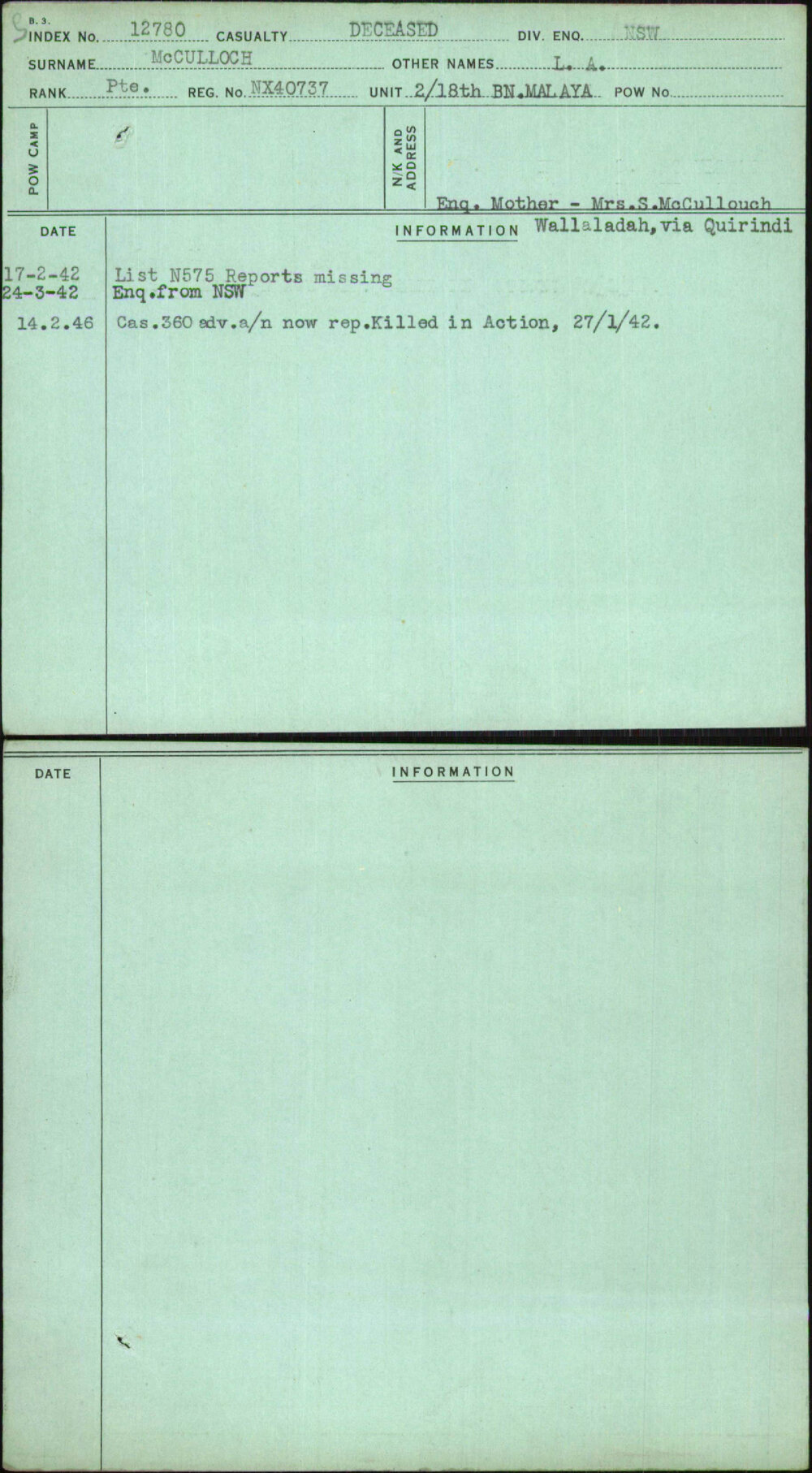 Mcculloch, L A, NX40737