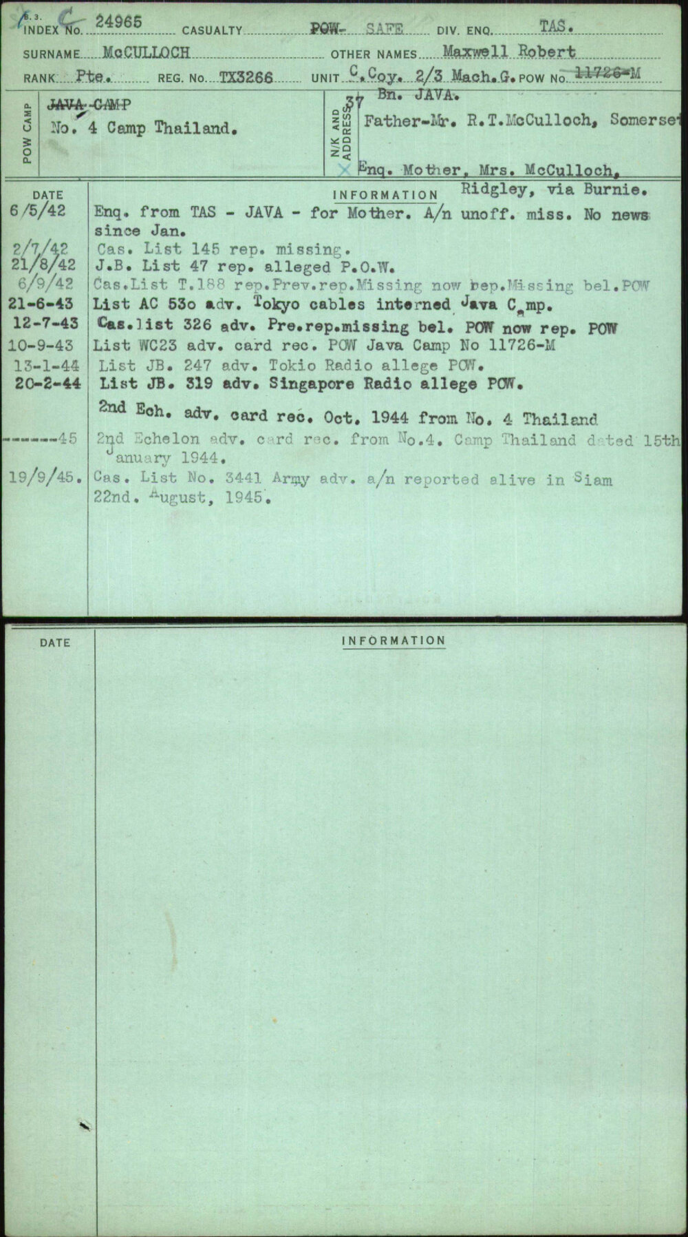 Mcculloch, Maxwell Robert, TX3266