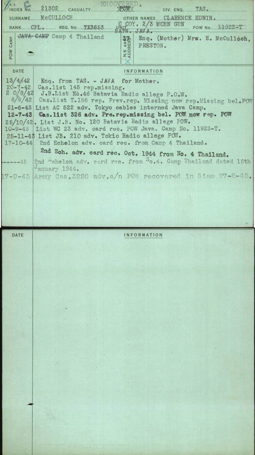 Mcculloch, Clarence Edwin, TX3653