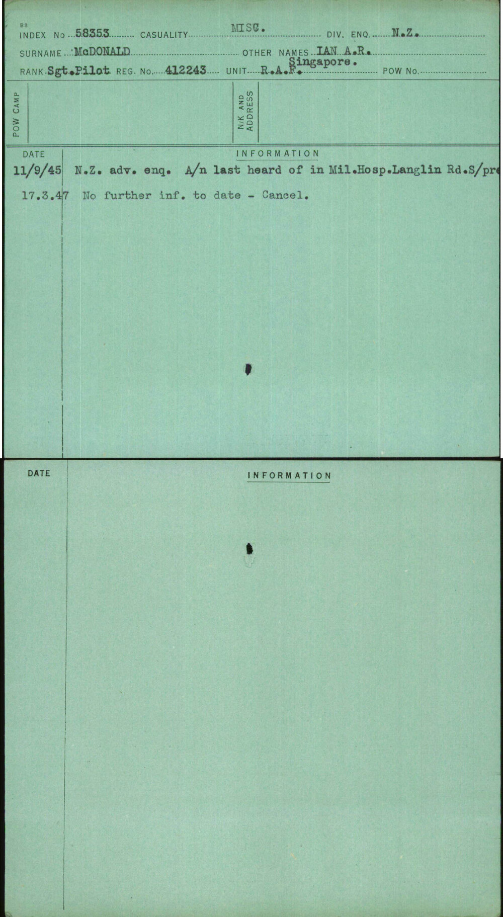 Mcdonald, Ian A R, 412243