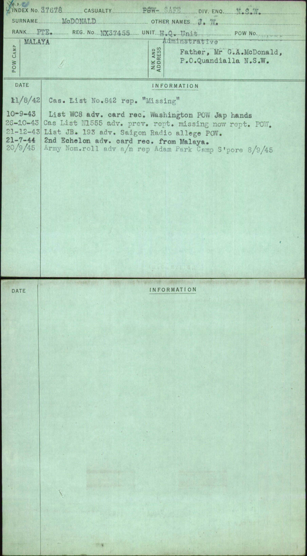 Mcdonald, J W, NX37455