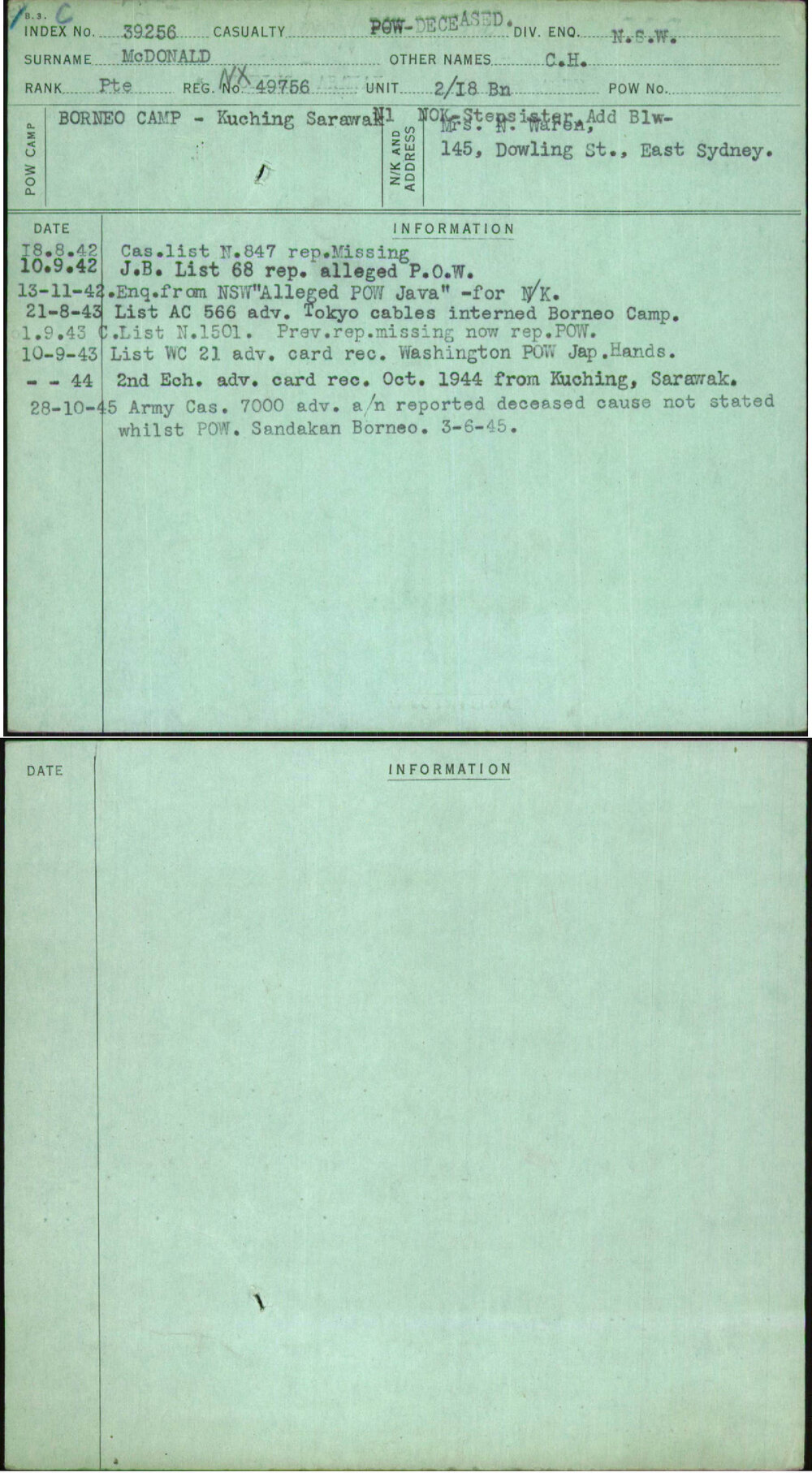Mcdonald, C H, NX49756