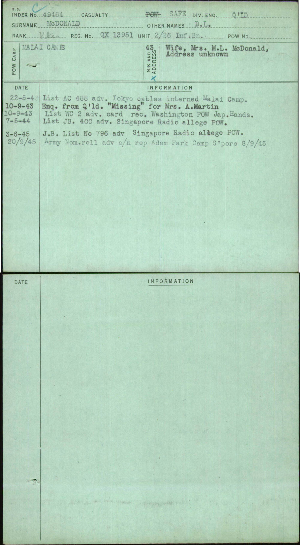 Mcdonald, D L, QX13951