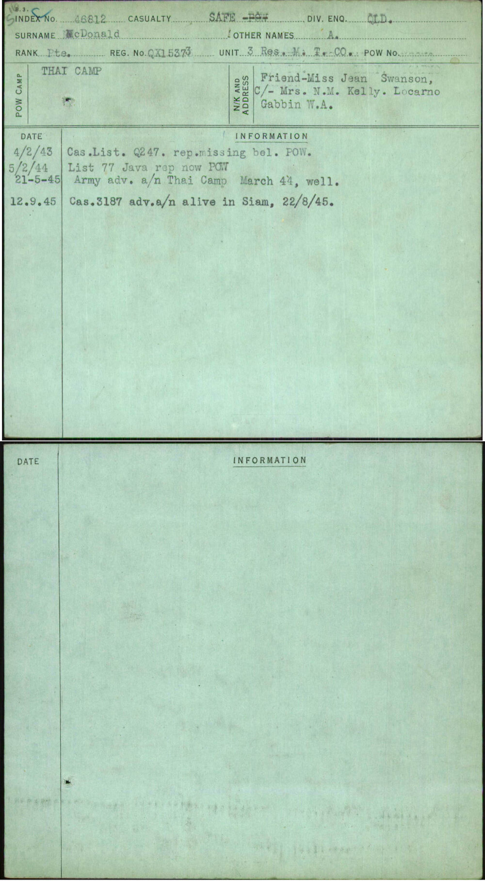 Mcdonald, A, QX15373