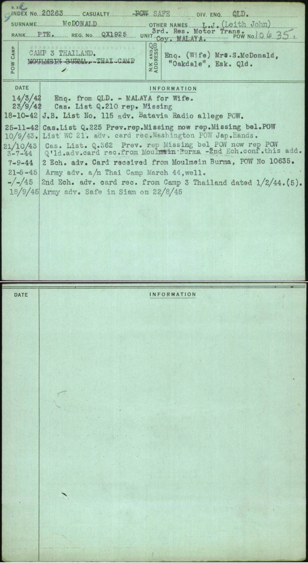 Mcdonald, L J (Leith John), QX1925