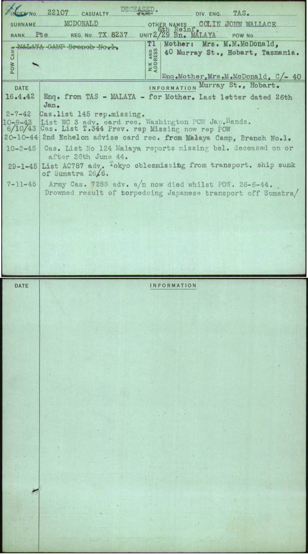 Mcdonald, Colin John Wallace, TX8237