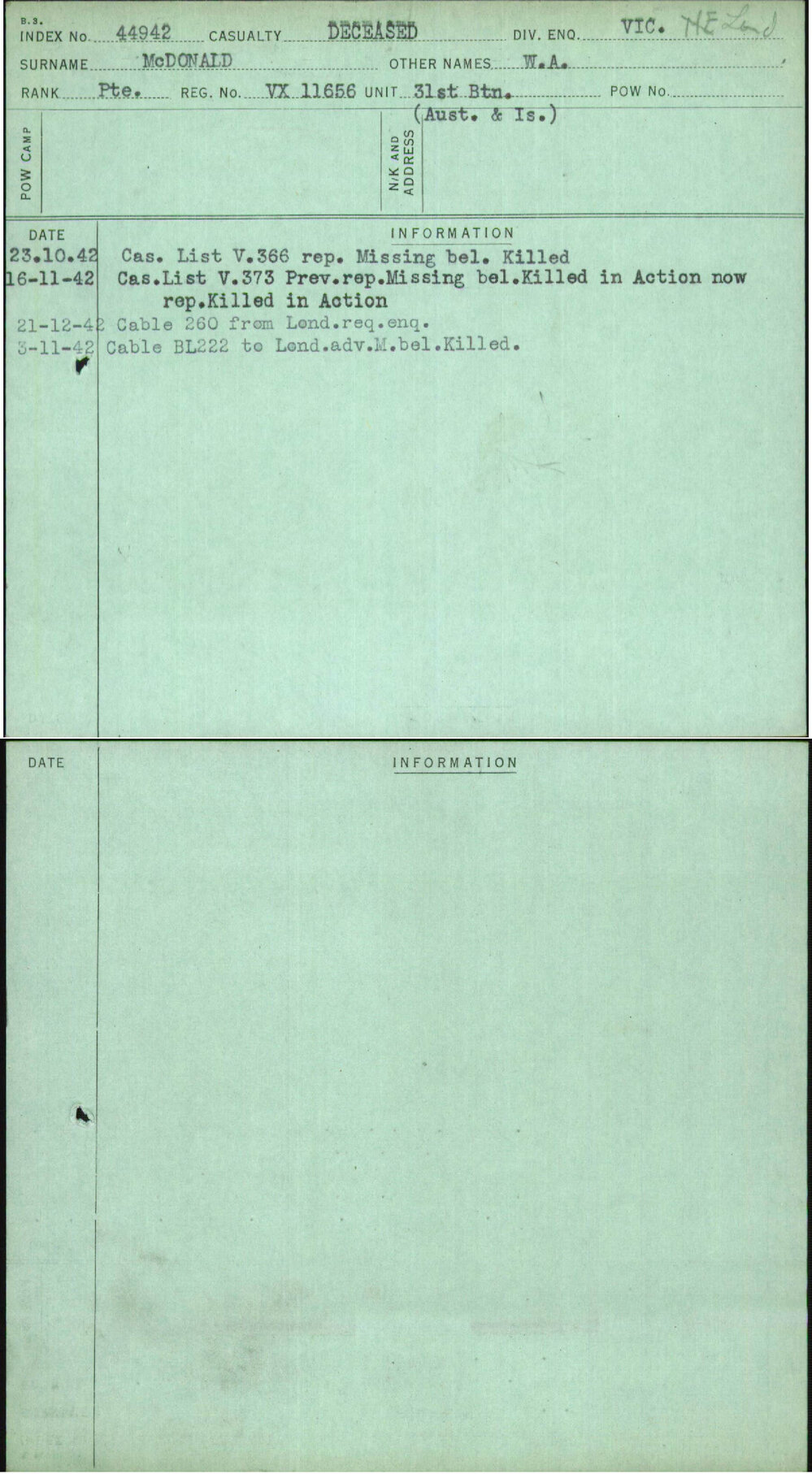 Mcdonald, W A, VX11656