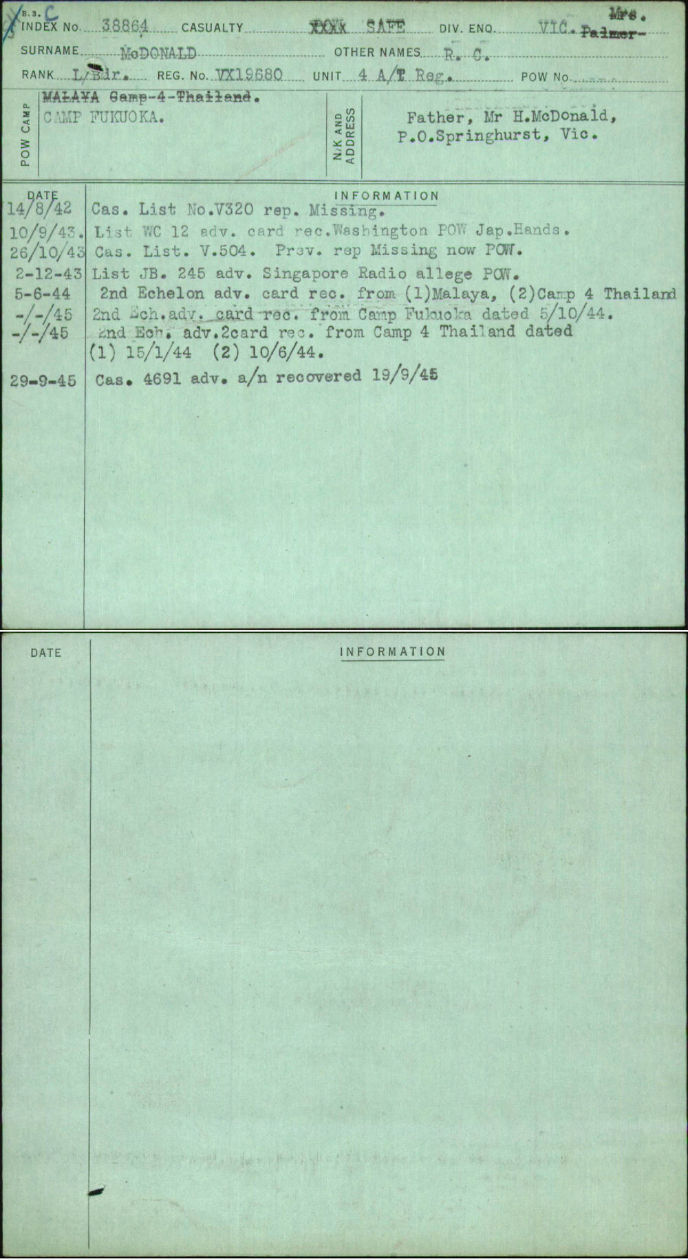 Mcdonald, R C, VX19680