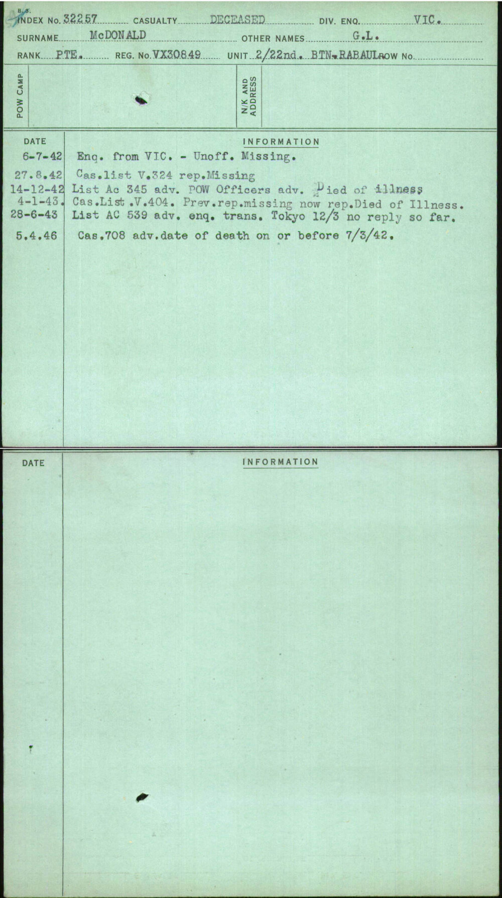 Mcdonald, G L, VX30849